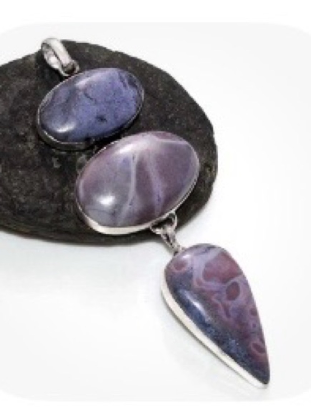 Porcelain Jasper 925 Silver Plated Pendant 3.6"